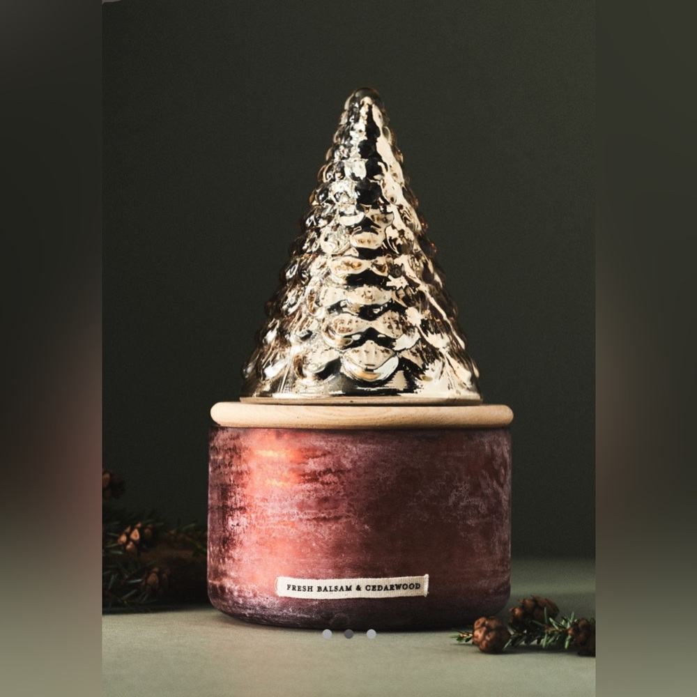 Anthropologie Glass Forest Candle Fresh Balsam & Cedarwood size Large 28oz NEW